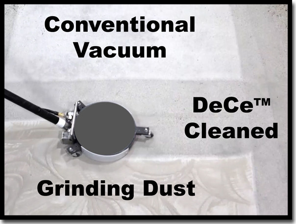 Our patent pending DeCe Technology machine working on a floor showing the visual difference